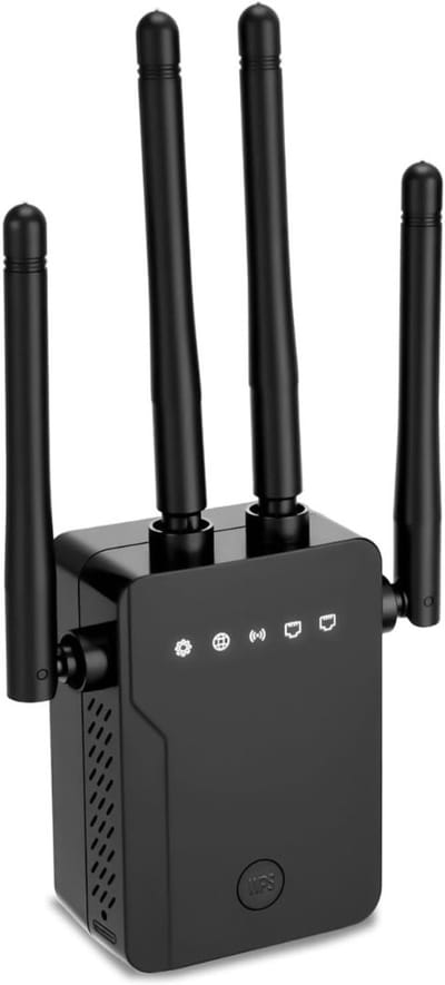 DnA® WiFi Versterker - WiFi Versterker Stopcontact - WiFi Booster - WiFi Versterker Draadloos - Zwart 12cm x 10cm x 10cm