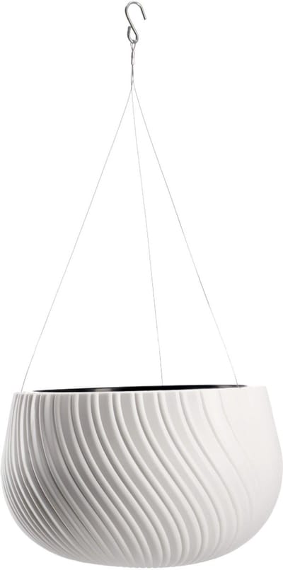 KADAX Hangpot, bloemenhanger met ketting en haak, hangplantenpot voor rankbloemen, plantenbak met inzetstuk, plantenbescherming voor binnen en buiten (diameter 32 cm, wit)
