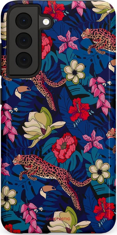 Casetastic Hoesje Geschikt voor Samsung S21 FE - Stijlvolle Beschermende Duo-layer Case - Jungle parade