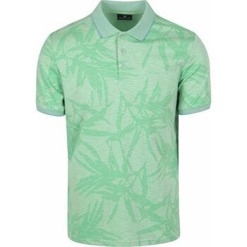 State of Art groene heren polo   Punt kraag   Regular fit   Bloemen patroon   Knoopsluiting   Korte mouw Groen XXL