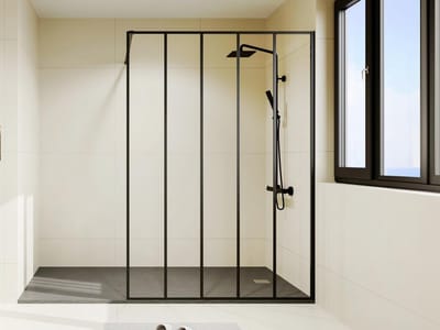 Vente-unique Wand voor inloopdouche met industriële stijl ATALIA - 140 x 200 cm L 140 cm x H 200 cm x D 0.6 cm