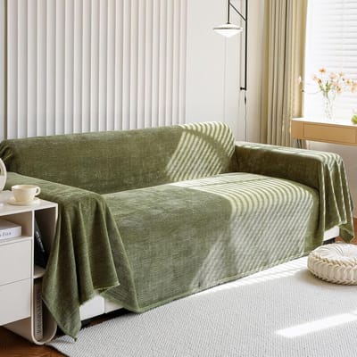 Grote Chenille Jacquard Bankplaid in Effen Kleur voor 1, 2, 3 en 4 Zits Banken