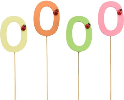 Aantal pluggen verjaardag 0 bloempluggen hout 27,5cm 16 st, 16 Stück