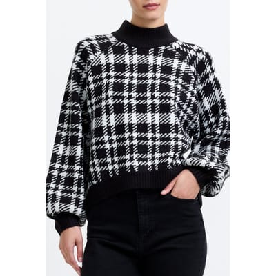 French Connection Check Crew Black / Ivory Maat: XS | Sweaters Outlet | Dames | Zwart