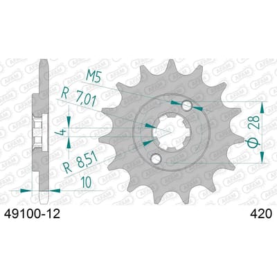 Stalen motortandwiel voor Afam 420 12 dents