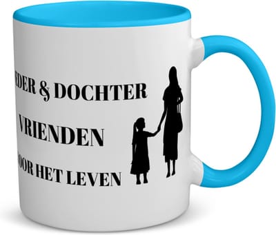 Akyol - moeder en dochter vrienden voor het leven koffiemok - theemok - blauw - Dochter - moeder/dochter - moeder cadeautjes - moederdag - verjaardag - geschenk - kado - dochter - dochter artikelen - verjaardag dochter - 350 ML inhoud