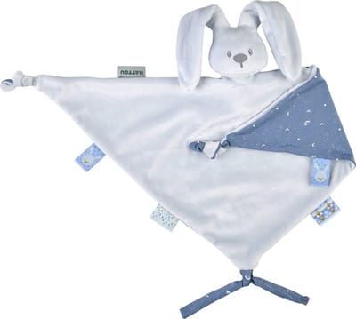 Nattou LAPIDOU Maxi Knuffeldoekje Doudou - Konijn - 65 cm - Pastelblauw