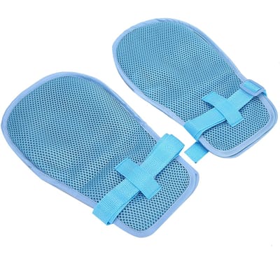 1 Paire Gant de Contention Respirant Réglable Sécurité Patient Doigts Fixés Taille Unique white
