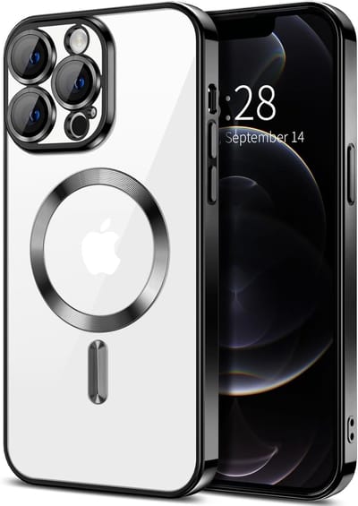 Backcover hoesje Geschikt voor: iPhone 15 Plus met geïntegreerde Camera lens bescherming [magnetische hoes] compatibel met MagSafe Dames Heren - Zwart