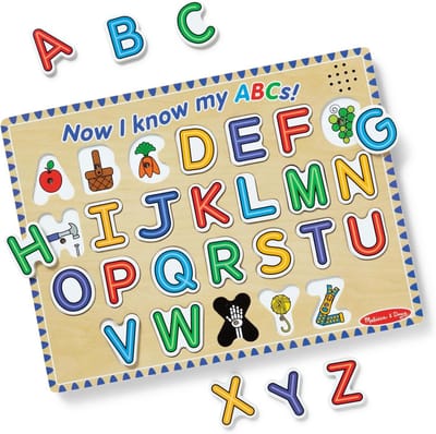 Houten Geluidspuzzel - Alfabet Puzzel - Leren Lezen - FSC Gecertificeerd - 26 Stukjes - Multicolour