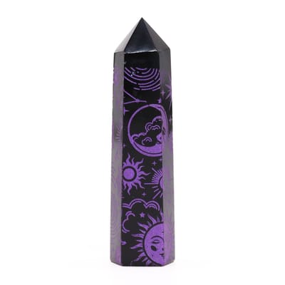 Zwarte Obsidiaan Punt - Paars
