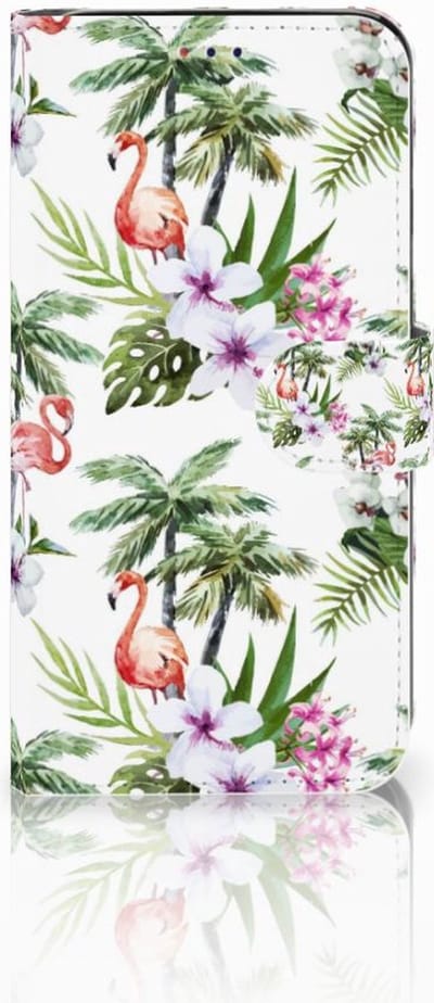 Samsung Galaxy A10 Telefoonhoesje met Pasjes Flamingo Palms