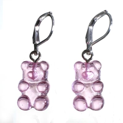 Zilveren oorbellen Gummy Bear - Roze