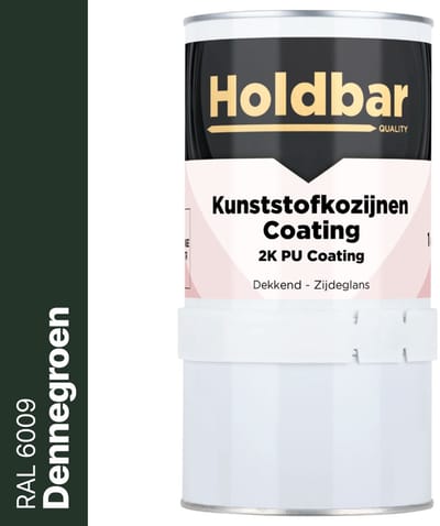 Holdbar Kunststofkozijnen Coating Dennegroen (RAL 6009) 1 Kg - Kunststof Kozijnen Schilderen - Hecht direct op kunststof - 100% UV-bestendig - kunststof kozijnen verven