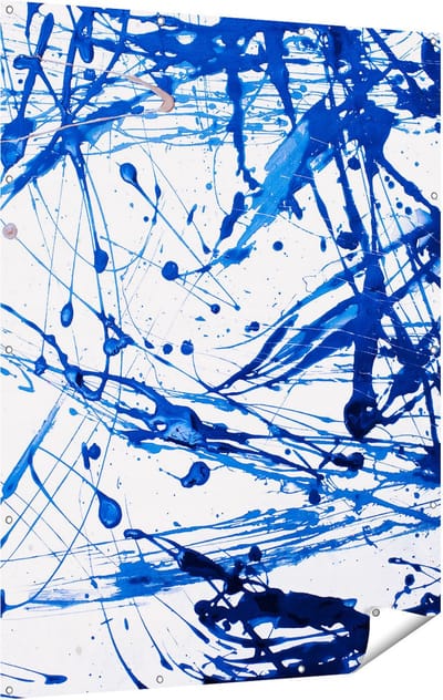 Gards Tuinposter Abstracte Kunst Blauwe Verf - 120x160 cm - Tuindoek - Tuindecoratie - Wanddecoratie buiten - Tuinschilderij