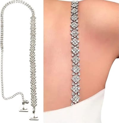 Schouderbandjes - Kristallen schouderbandkettingen - Bh-kettingen met strasssteentjes - Diamanten schouderkettingen - Bruidsbh-schouderkettingen - Bodypiercings voor dames - Schouderbandaccessoires - Zilver
