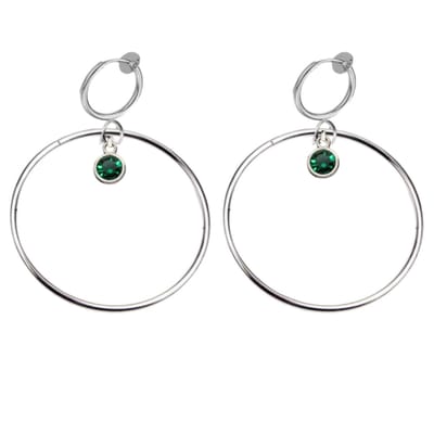 Klem oorringen -groen -zilverkleur -6 cm- geen gaatje- Charme Bijoux