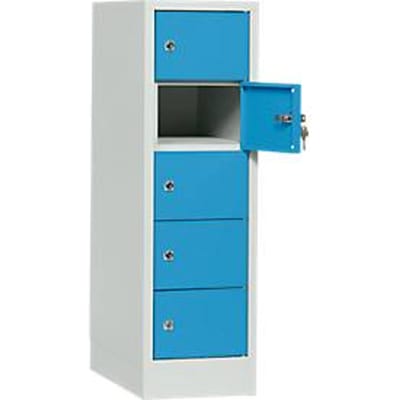 Lockerkast, plaatstaal, deuraanslag rechts, cilinderslot, 5 vakken, B 300 x H 965 mm, lichtgrijs RAL 7035/lichtblauw RAL 5012