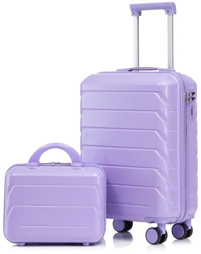 Solayne Handbagage koffer - Reiskoffer - Handbagage - Reiskoffer met wielen - incl. Make-up koffer - 35,5x20,5x55 cm - ABS Materiaal - Lila
