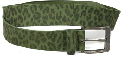 STUDIO Ivana van der Ende - Lederen riem met print 90 cm - donkergroene damesriem met animalprint - lederwaren