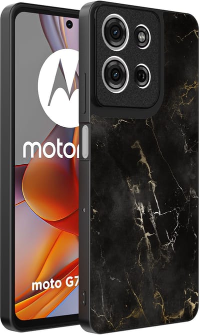 Smartphonica Telefoonhoesje Geschikt voor Motorola Moto G75 met marmer opdruk - TPU backcover case black marble design - Zwart geschikt voor Motorola Moto G75