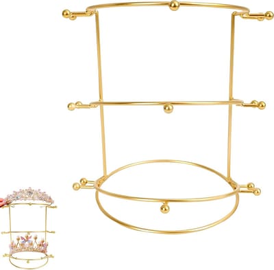 Dailygoods- Sieradenstandaard 3-traps ontwerp - Diadeemstandaard - Tiara-standaard - Haaraccessoires - Goudkleurig - Stabiel metaal - Sieradenhouder
