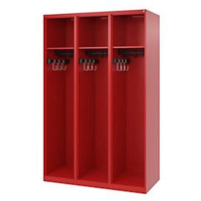 C+P brandweerkluis Evolo, model EXPERT, 3 vakken, B 1200 x D 500 x H 1850 mm, vloerglijders, vuurrood RAL 3000