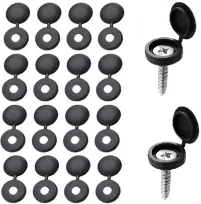 TLVX 10 stuks Schroef Covers Zwart - Afdekkapjes voor schroeven - Schroefdop - Schroeven deksel - Klapcovers kunststof - Schroef onzichtbaar maken - Beschermkap - Schroeven eenvoudig afdekken - Voorkomt Roest - Waterbestendig - Waterproof