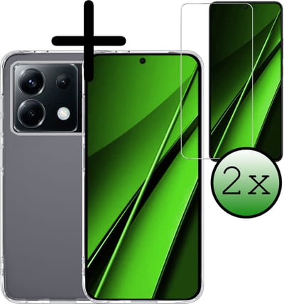 Hoesje Met 2x Screenprotector - Geschikt voor Xiaomi Poco X6 5G - Sterk & Shockproof - Back Cover - Siliconen Case - Telefoon Hoes - Transparant