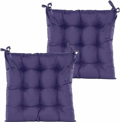Anna's collection Stoelkussen gewatteerd - 2x - paars - 38 x 38 cm - binnen/buiten