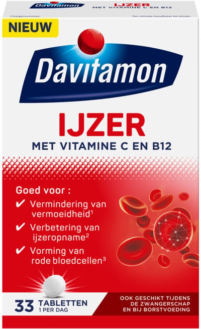 Davitamon IJzer Met Vitamine B12 - 4 x 33 tabletten - Voordeelverpakking