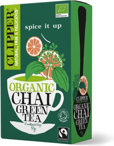Clipper Chai Green Tea - kruidige groene thee met kaneel en kardemom - 20 stuks
