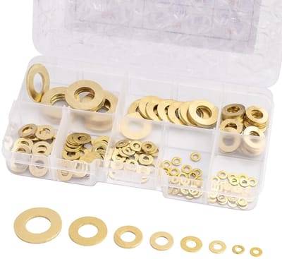 Complete Set van 180 Messing Ringen - 8 Verschillende Maten voor Bevestiging en Ondersteuning - Inclusief Opbergdoos voor Gemakkelijke Toegang