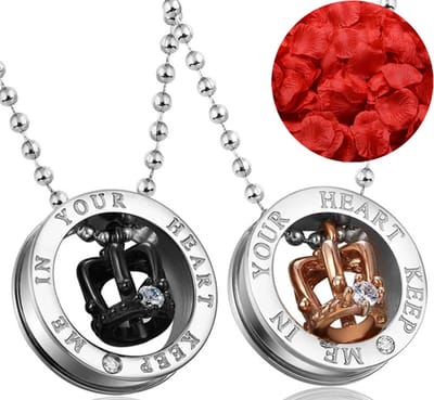 Keep Me In Your Heart Ketting Set + Rozenblaadjes = Valentijn Cadeautje voor Hem en Haar - Valentijnsdag - Valentijn Cadeautje voor Mannen