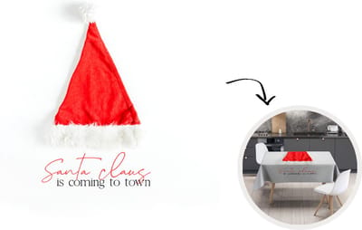 Kerst Tafelkleed - Kerstmis Decoratie - Tafellaken - Winter - Kerstmuts - Quote - 180x180 cm - Kerstmis Versiering