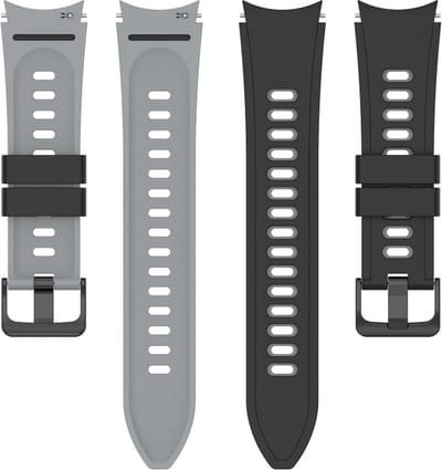 Siliconen bandje - geschikt voor Samsung Galaxy Watch 7 / Watch FE / Watch 6 / Watch 6 Classic / Watch 5 / Watch 5 Pro / Watch 4 / Watch 4 Classic - zwart-grijs