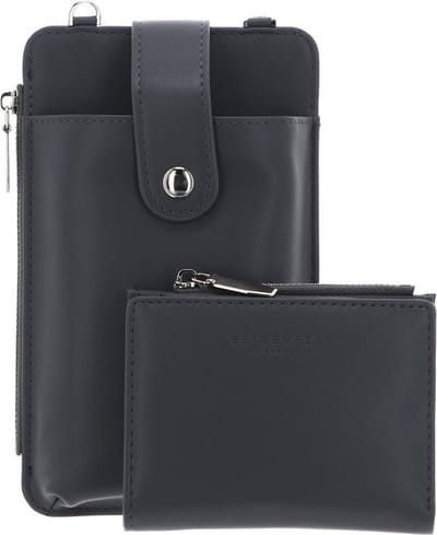 SEIDENFELT MANUFAKTUR Telefoontasje Portemonnee Medja Cellphone Bag Structure Antracite Antraciet