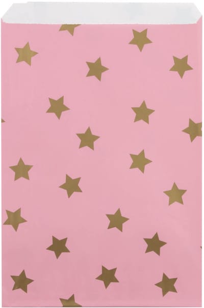 200x Papieren Zakjes Stars Gold 17x25cm