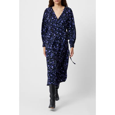 French Connection Aden Wrap Ls Dress L Midnight Size: 6 | Midi Dresses Outlet | Dames | Blauw