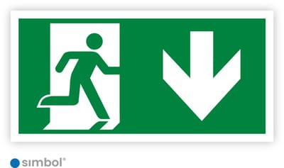 Simbol® - Sticker Nooduitgang Beneden - Formaat 10 x 20 cm.