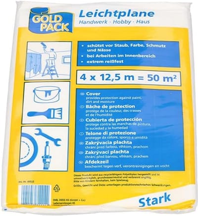 Afdekzeil 4x12,5m lichtgewicht HDPE transparant scheurvast vloer afdekken