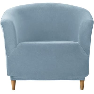 Stretch Velvet Club Fauteuilhoes Halve Cirkel Enkele Bankhoes Voor Woonkamer Huis Club Bar Café Fauteuil Chaise Bank Hoes 1 Piece lichtblauwe kleur