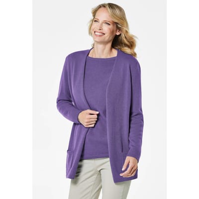 Heerlijk zacht tricot jasje van kasjmier - paars - Gr. 44 van Goldner Fashion