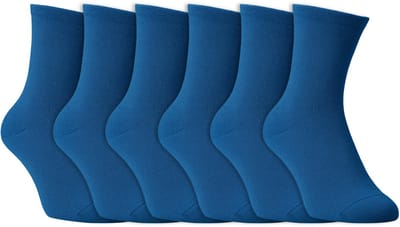 6 paar Extra wijde sokken - maat 35-38 - Drukvrije boord - Blauw - ideaal voor gevoelige of gezwollen voeten