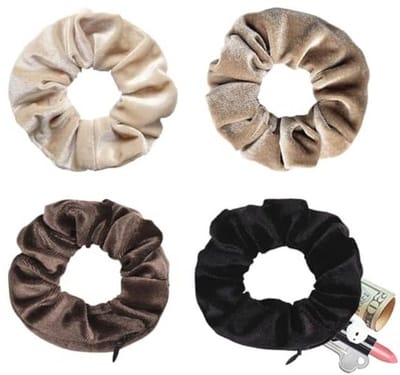 Haargummi met Rits – Reisgadget & Essentiële Vakantie-accessoire voor Dames – Fluweel Scrunchie met Geheime Plaats als Geldverstopper voor Strand & Waardevolle Spullen