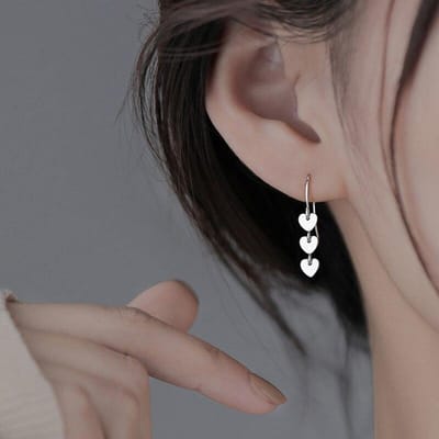 925 Sterling Zilveren Hart Hangende Oorbel voor Vrouwen Meisjes Bruiloftsfeest Elegant Verjaardagscadeau Sieraden Eh204 gray