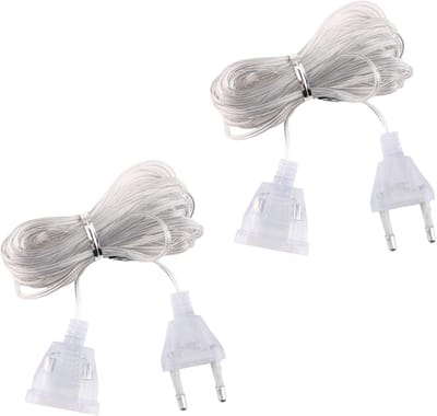 Set van 2 Elektrische Verlengkabels - 5 Metres - Transparant - Voor LED Lantaarns en Buitengebruik - Euro Plug - Hoogwaardige Koperen Elektrische Kabel（Hoogwaardige materialen）