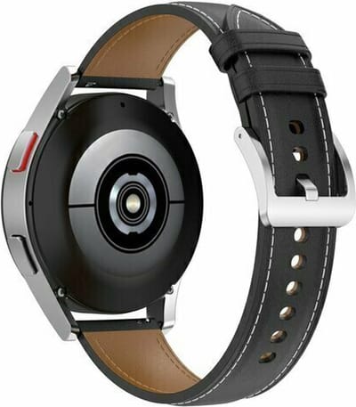 By Qubix - 22mm - Luxe leren bandje - Zwart - geschikt voor Huawei Watch 3 / 4 / 5 (pro) - 46mm & geschikt voor Huawei Watch GT / GT 2 / GT 3 (pro) / GT 4 (pro) / GT 5 (pro) / GT 6 (pro) 46mm / Ultimate / Ultimate 2