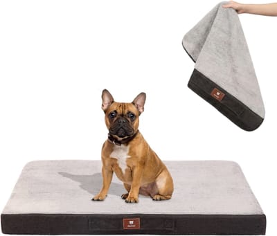 Meritosh© luxe orthopedisch hondenkussen 76x51x8 cm - Hondenbed met afneembare en wasbare hoes - Benchkussen M voor kleine tot middelgrote honden tot 23 kg - Grijs