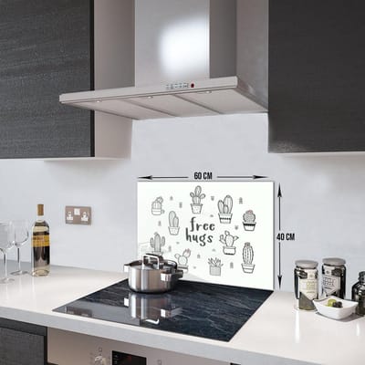 Free Hugs Tempered Glas Spatbescherming Voor Achter de Kookplaat 40cm x 60cm